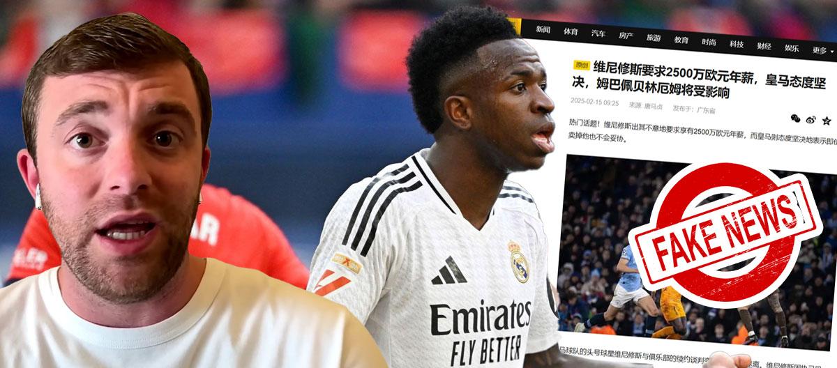 Rumours claiming that Real Madrid's Brazil international forward Vinícius Júnior "has demanded to have higher wages than Kylian Mbappé" was refuted by Fabrizio Romano..