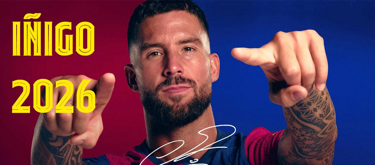 Barcelona triggered the automatic contract extension clause of defender Iñigo Martínez.. Barcelona triggered the automatic contract extension clause of defender Iñigo Martínez..