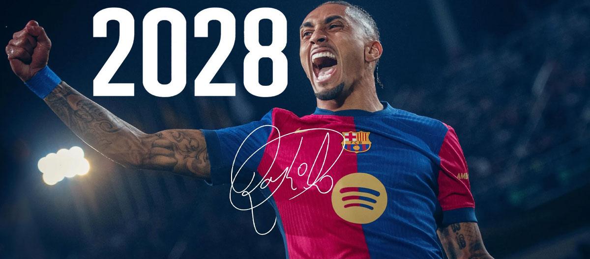 Barcelona officially completes contract extension with its captain Raphinha..