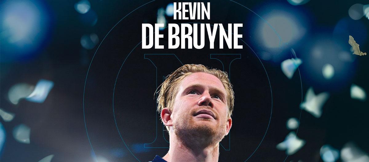 Manchester City's Belgium international midfielder Kevin De Bruyne officially joins Napoli on a free transfer..