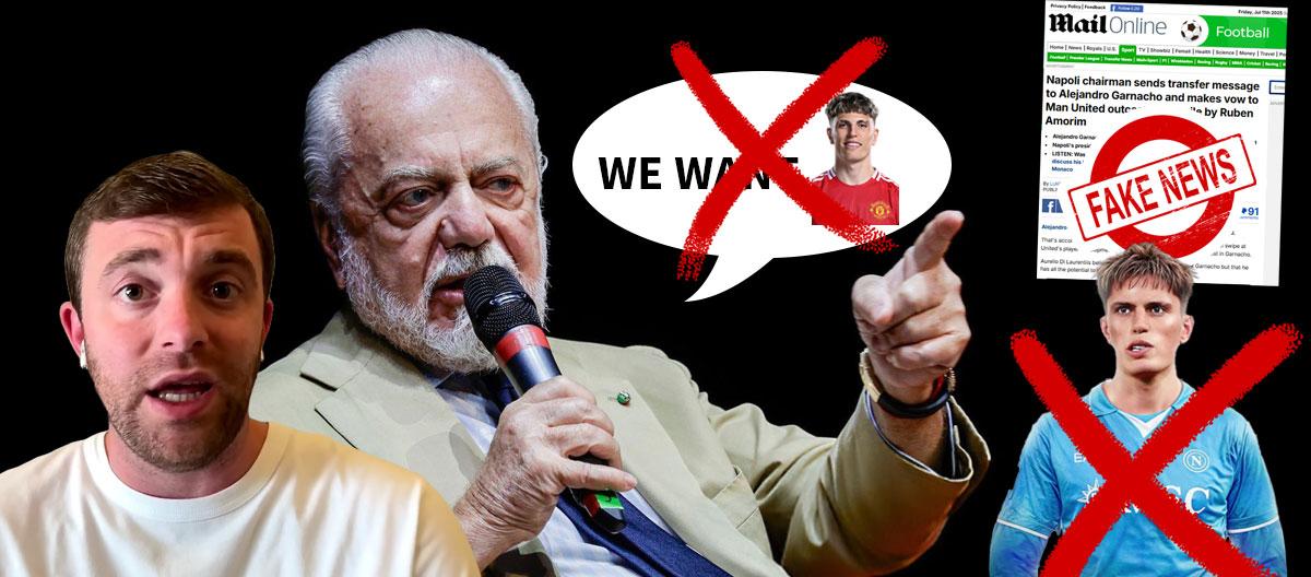 Fabrizio Romano, slammed the Daily Mail for fabricating Napoli President Aurelio De Laurentiis' statement by falsely claiming that he is determined to sign Alejandro Garnacho..