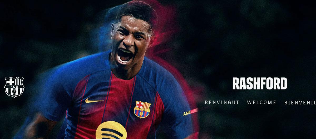 曼联的英格兰国脚前锋马库斯·拉什福德租借加盟巴塞罗那。