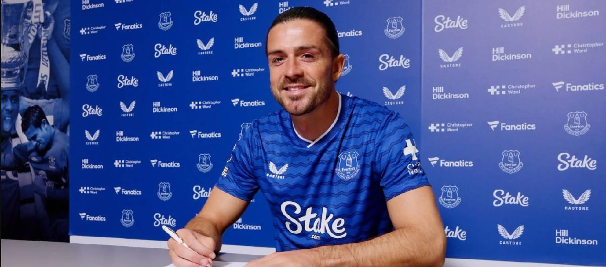 杰克·格拉利什租借加盟埃弗顿，该球员将身披18号球衣