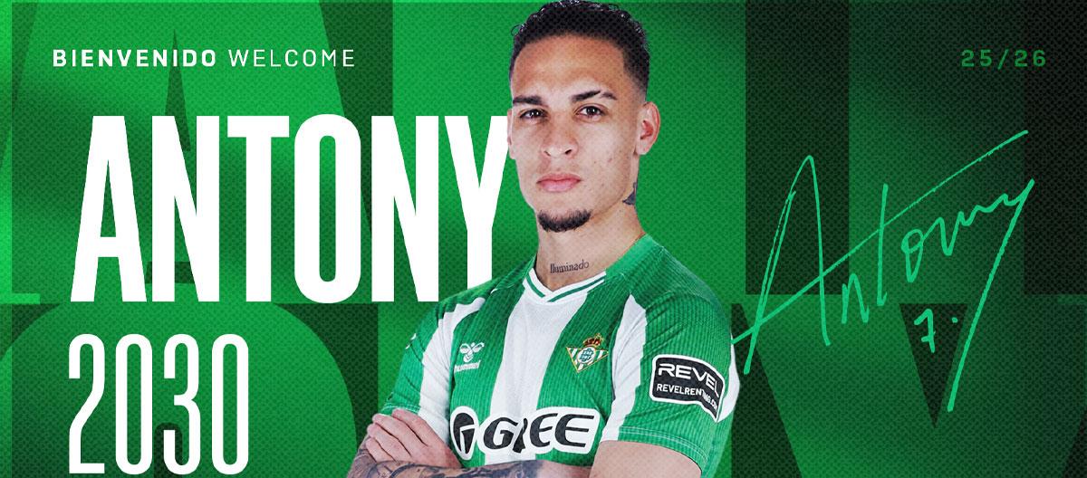 Real Betis officially bought out ownership rights of on-loan Brazil international winger Antony from Manchester United..