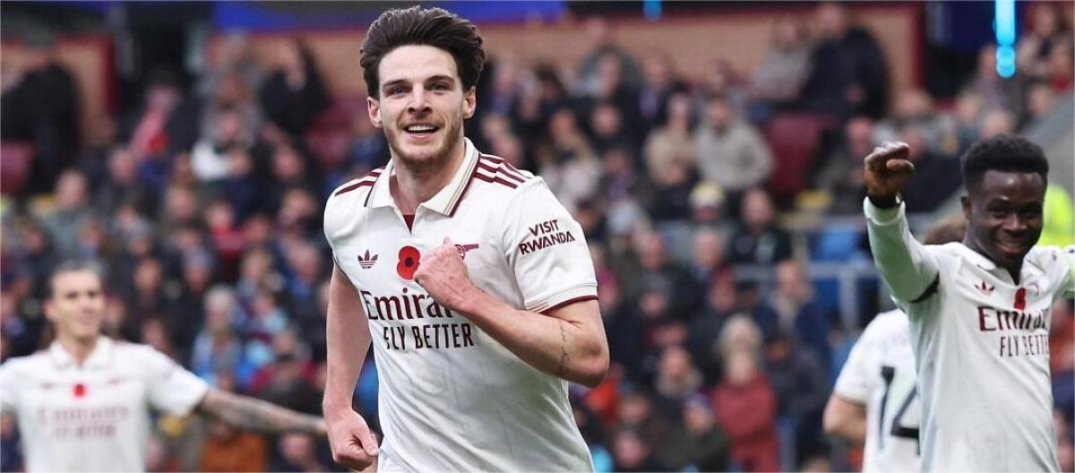 Premier League – Rice scores as Arsenal beat Burnley 2-0.