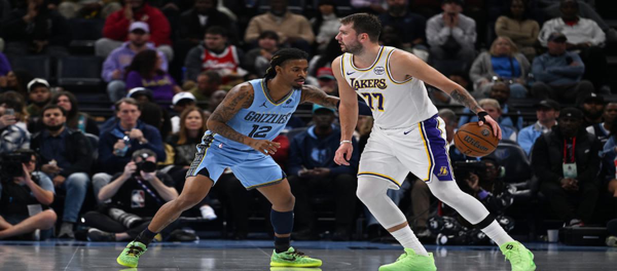 Doncic's 44-point outburst helped the Lakers narrowly defeat the Grizzlies 117-112, securing their first win in the NBA Cup.
