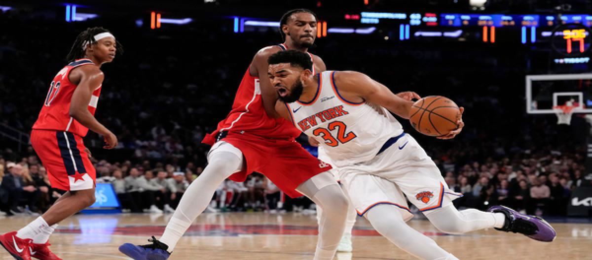 Karl-Anthony Towns reaches 15,000 points as Knicks rallied to defeat the Wizards 119-102, securing their second consecutive win.