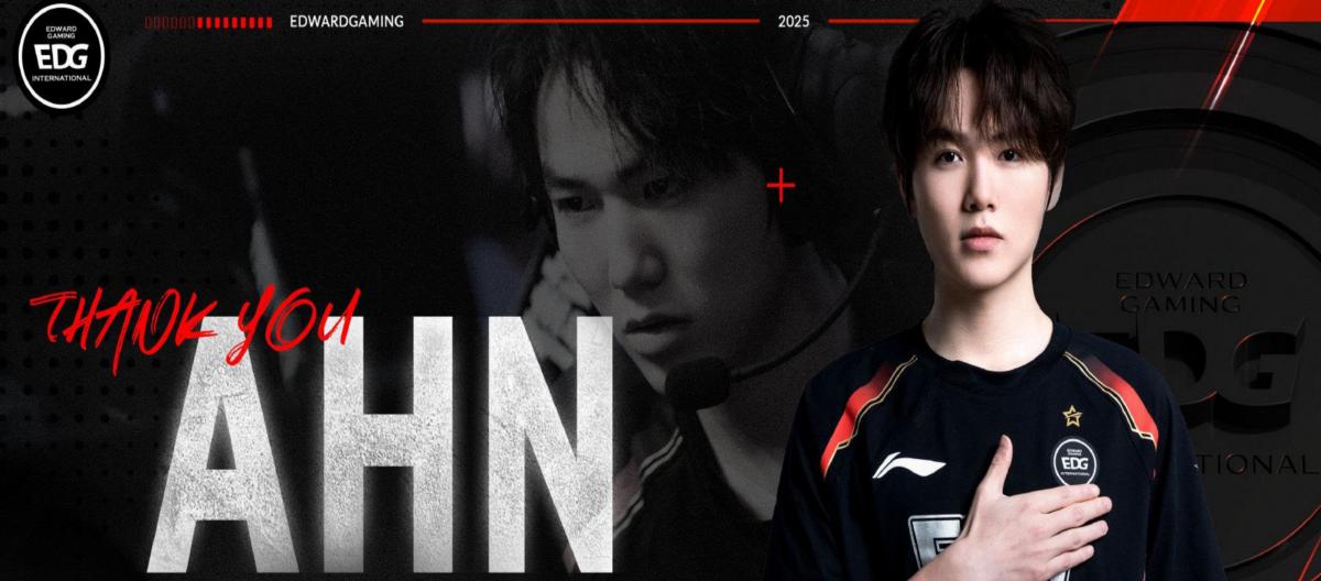 Official announcement: EDG's bot laner Ahn has officially left the team.