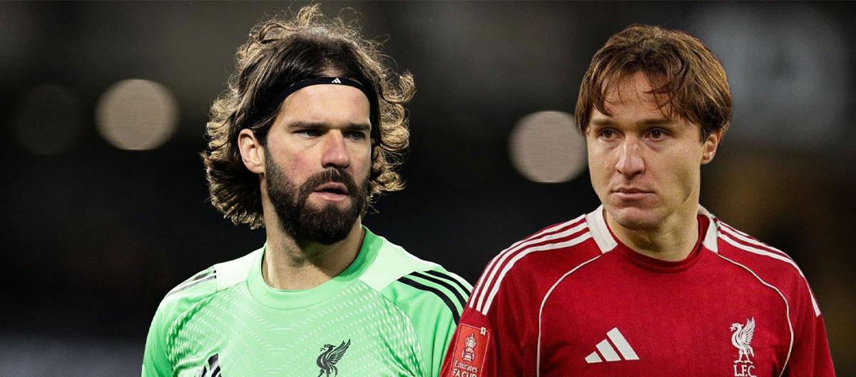 利物浦方面确认，门将阿利松·贝克尔和前锋费德里科·基耶萨将缺席与加拉塔萨雷的欧冠比赛。