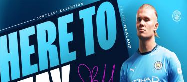 曼城官宣与挪威国脚中锋埃尔林·哈兰德完成续约..